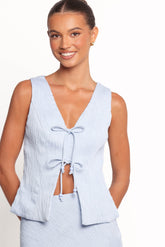 Ysolde Bow Detail Skirt Set - Light Blue